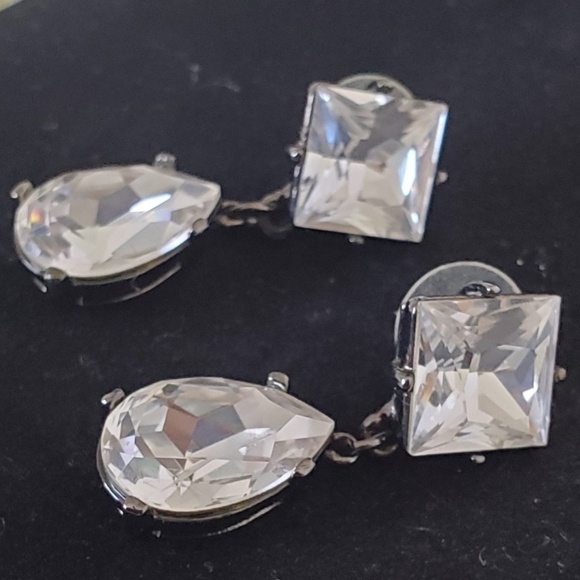 Square and Teardrop Crystal Earrings 🌴 - Picture 3 of 6